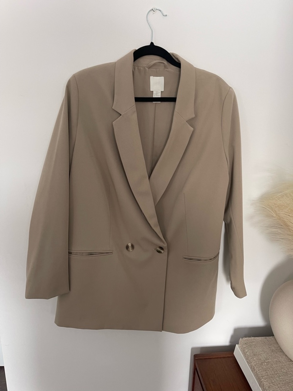 H&M Beige Double-Breasted Blazer